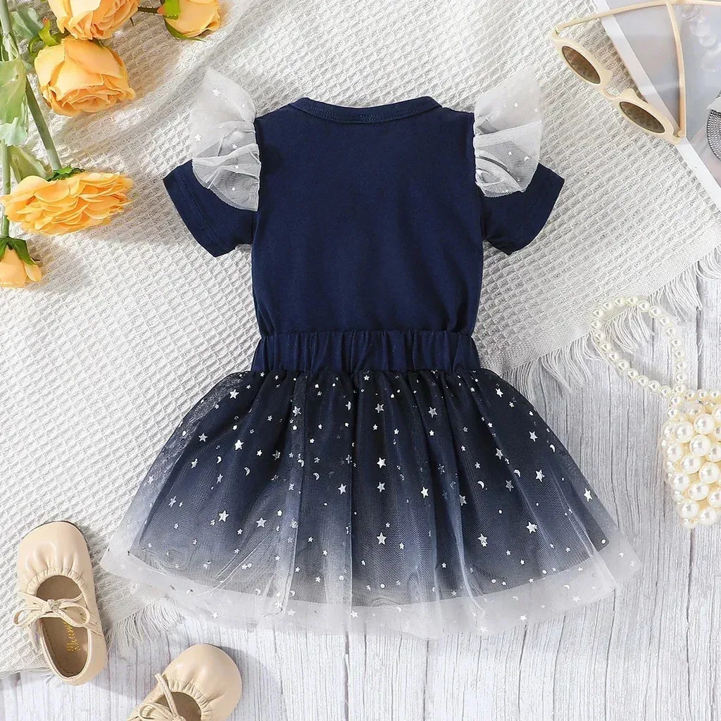 2Pcs Clothing Suit Baby Girl Newborn 0-18 months Kids Short Sleeve Romper Tulle Skirt Set Toddler Infant Clothes Outfit