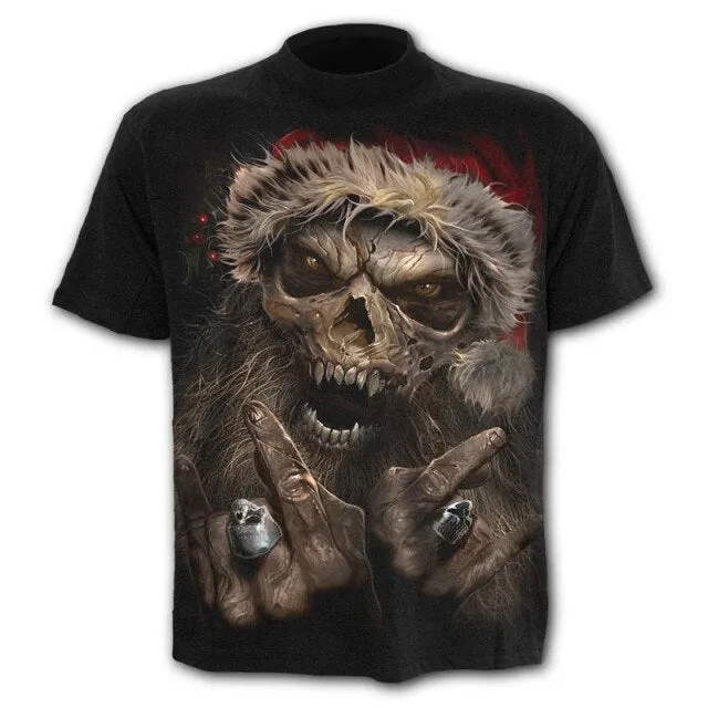 6XL New design Skull t-shirt men black t-shirt funny punk rock clothes 3d printing t-shirt hip hop men's summer street clothing