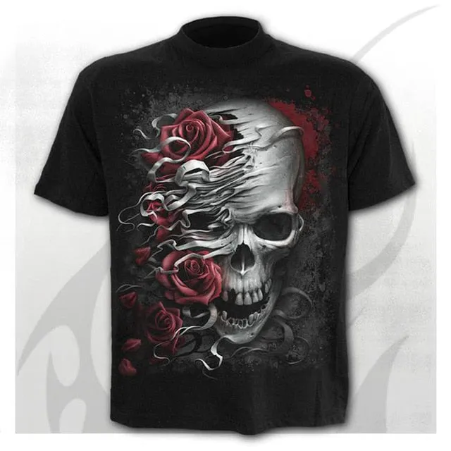 6XL New design Skull t-shirt men black t-shirt funny punk rock clothes 3d printing t-shirt hip hop men's summer street clothing