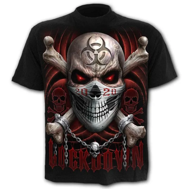 6XL New design Skull t-shirt men black t-shirt funny punk rock clothes 3d printing t-shirt hip hop men's summer street clothing