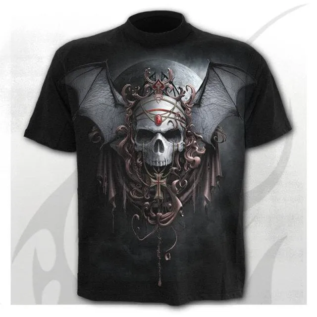 6XL New design Skull t-shirt men black t-shirt funny punk rock clothes 3d printing t-shirt hip hop men's summer street clothing