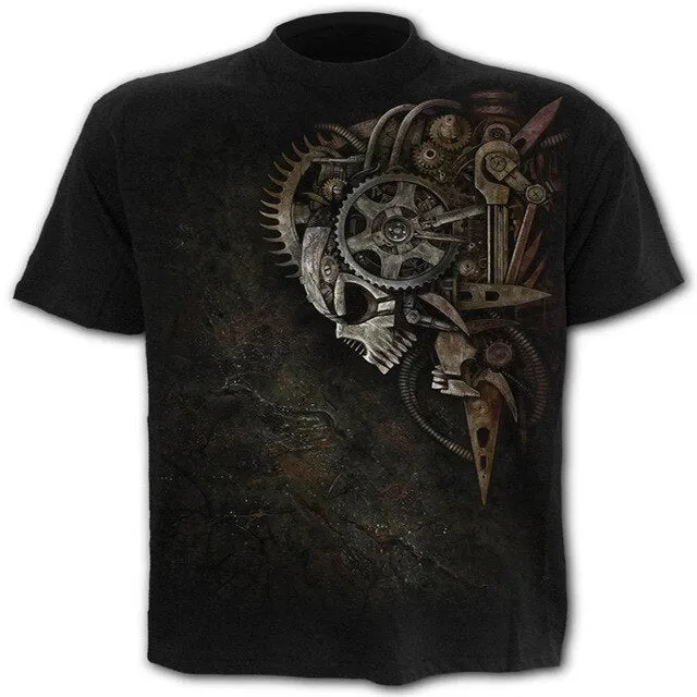 6XL New design Skull t-shirt men black t-shirt funny punk rock clothes 3d printing t-shirt hip hop men's summer street clothing