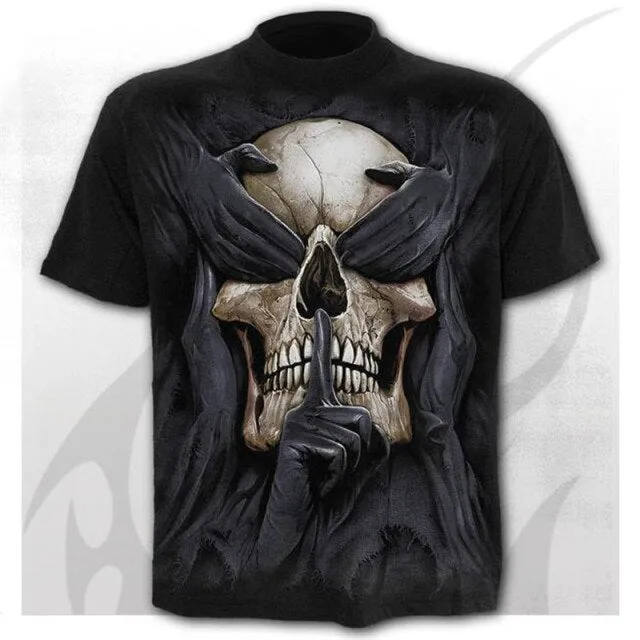 6XL New design Skull t-shirt men black t-shirt funny punk rock clothes 3d printing t-shirt hip hop men's summer street clothing