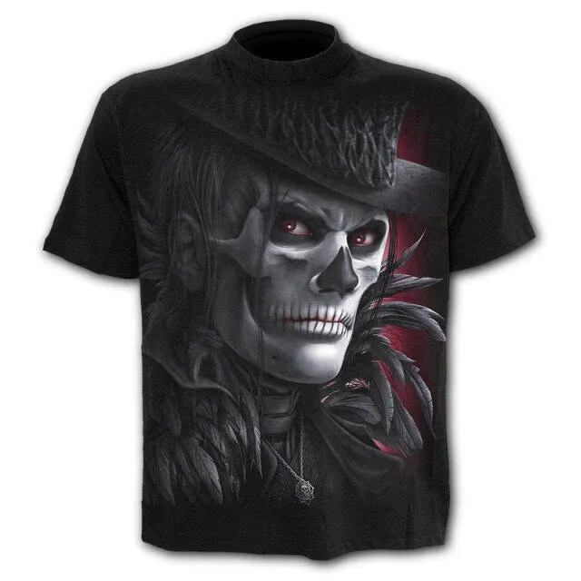 6XL New design Skull t-shirt men black t-shirt funny punk rock clothes 3d printing t-shirt hip hop men's summer street clothing