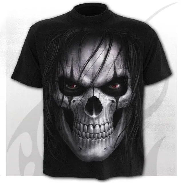 6XL New design Skull t-shirt men black t-shirt funny punk rock clothes 3d printing t-shirt hip hop men's summer street clothing