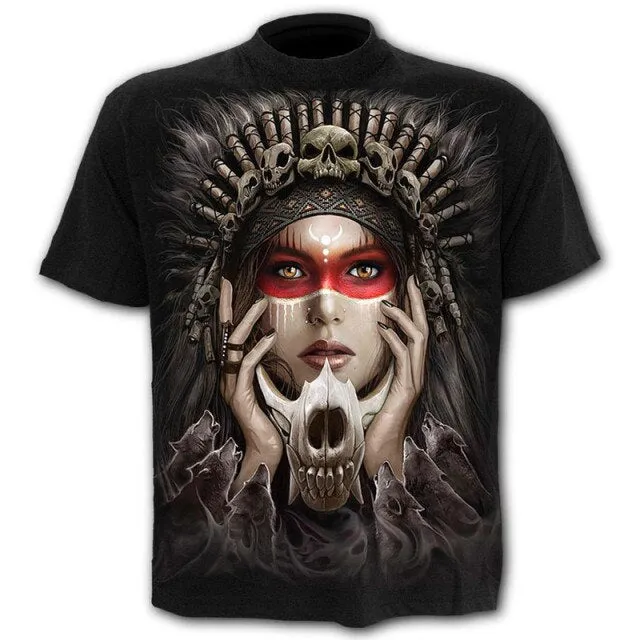 6XL New design Skull t-shirt men black t-shirt funny punk rock clothes 3d printing t-shirt hip hop men's summer street clothing