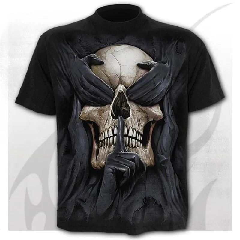 6XL New design Skull t-shirt men black t-shirt funny punk rock clothes 3d printing t-shirt hip hop men's summer street clothing