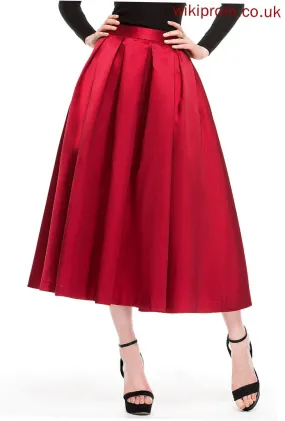 A-Line/Princess Cocktail Annabella Skirt Tea-Length Satin Cocktail Dresses