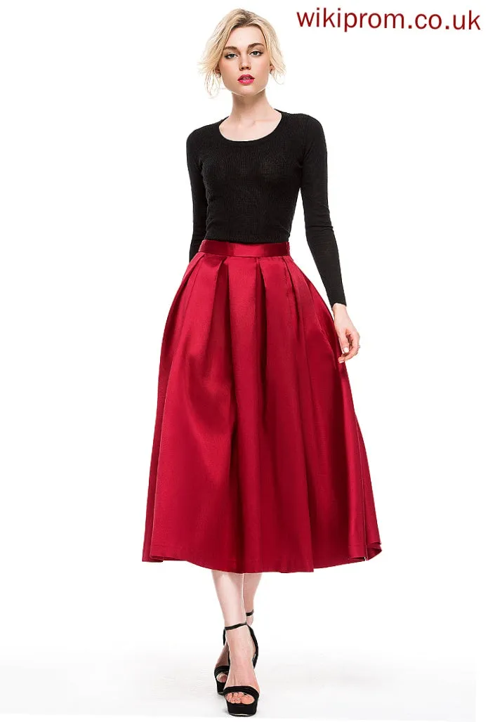 A-Line/Princess Cocktail Annabella Skirt Tea-Length Satin Cocktail Dresses