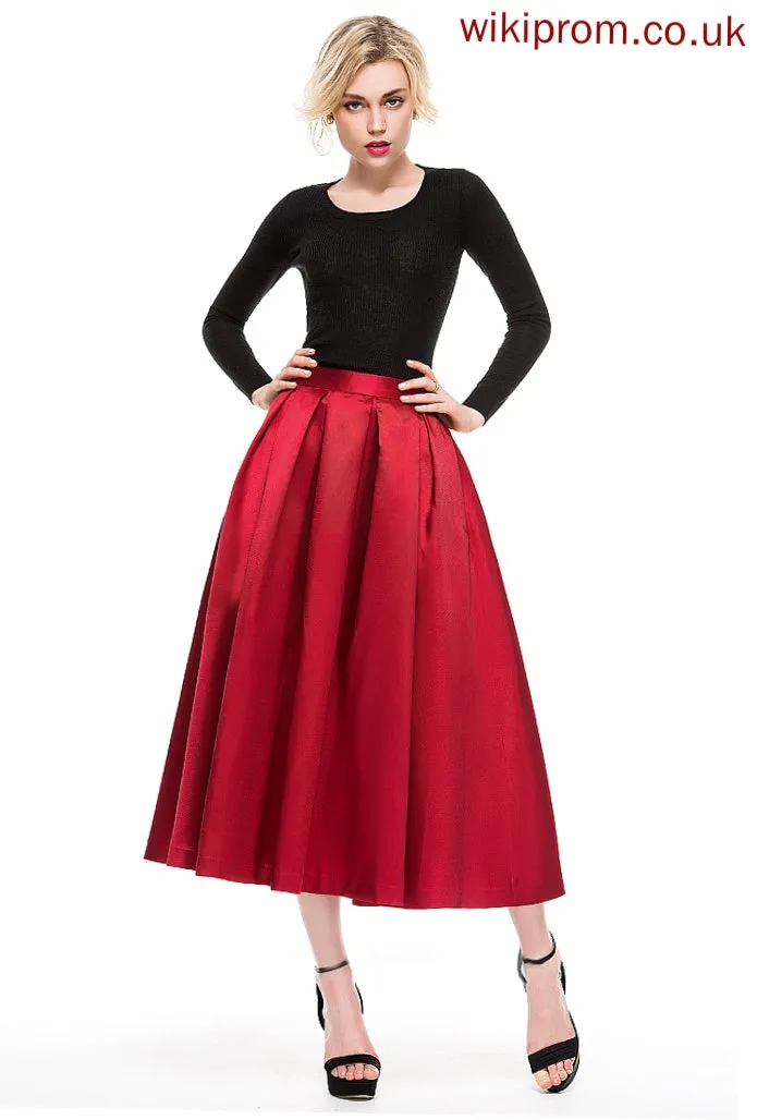 A-Line/Princess Cocktail Annabella Skirt Tea-Length Satin Cocktail Dresses