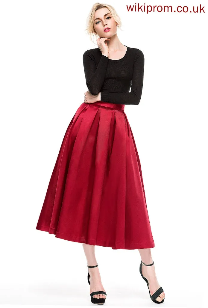 A-Line/Princess Cocktail Annabella Skirt Tea-Length Satin Cocktail Dresses