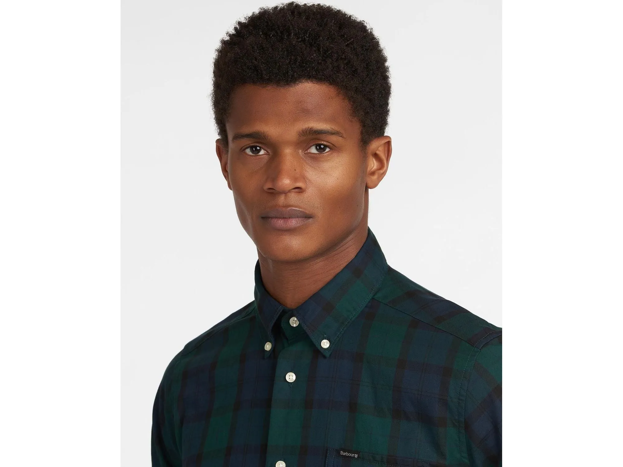 Barbour Wetheram Black Watch Tartan Plaid Button Down Collar Shirt in Tailored Fit