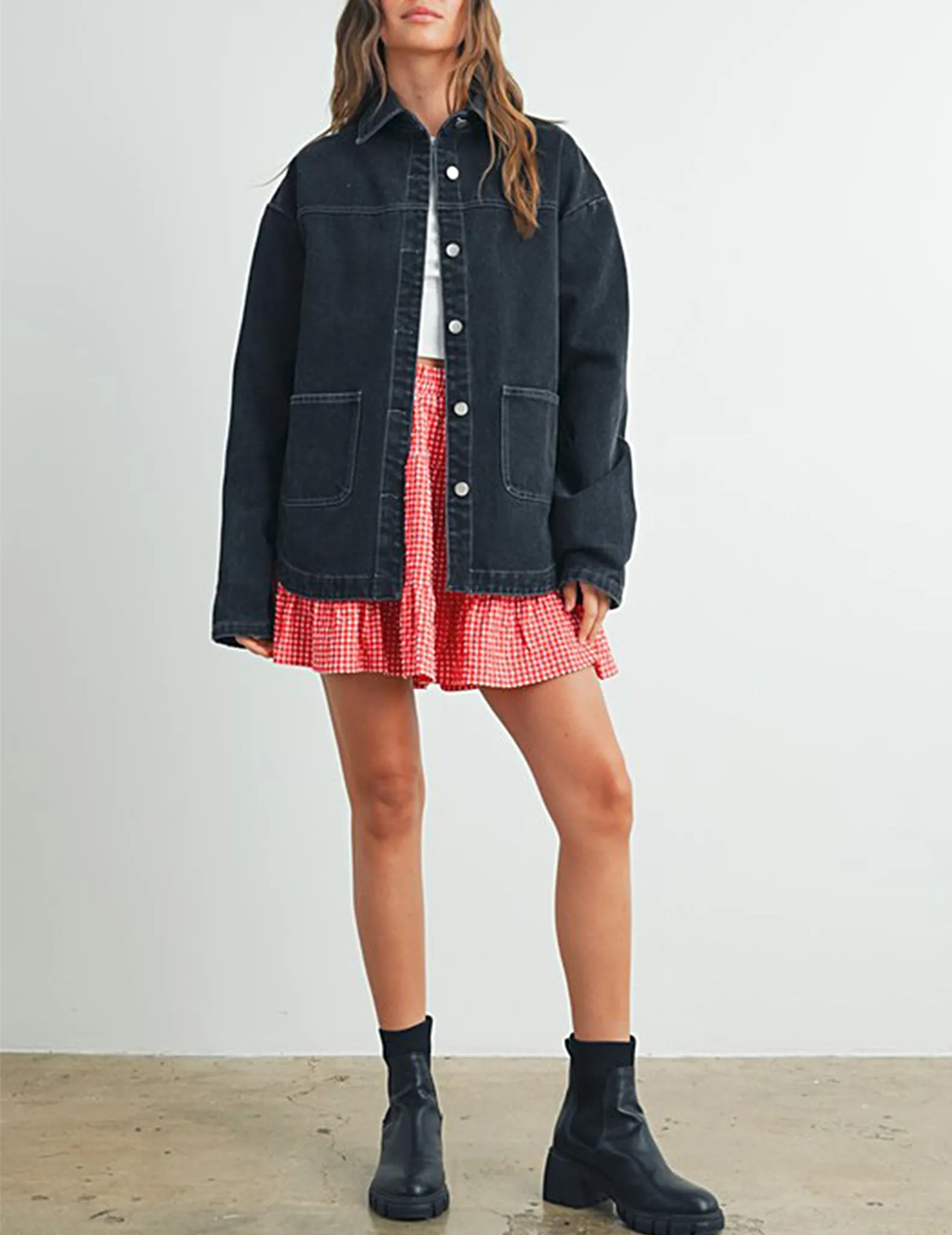 Bernadette Black Denim Chore Coat