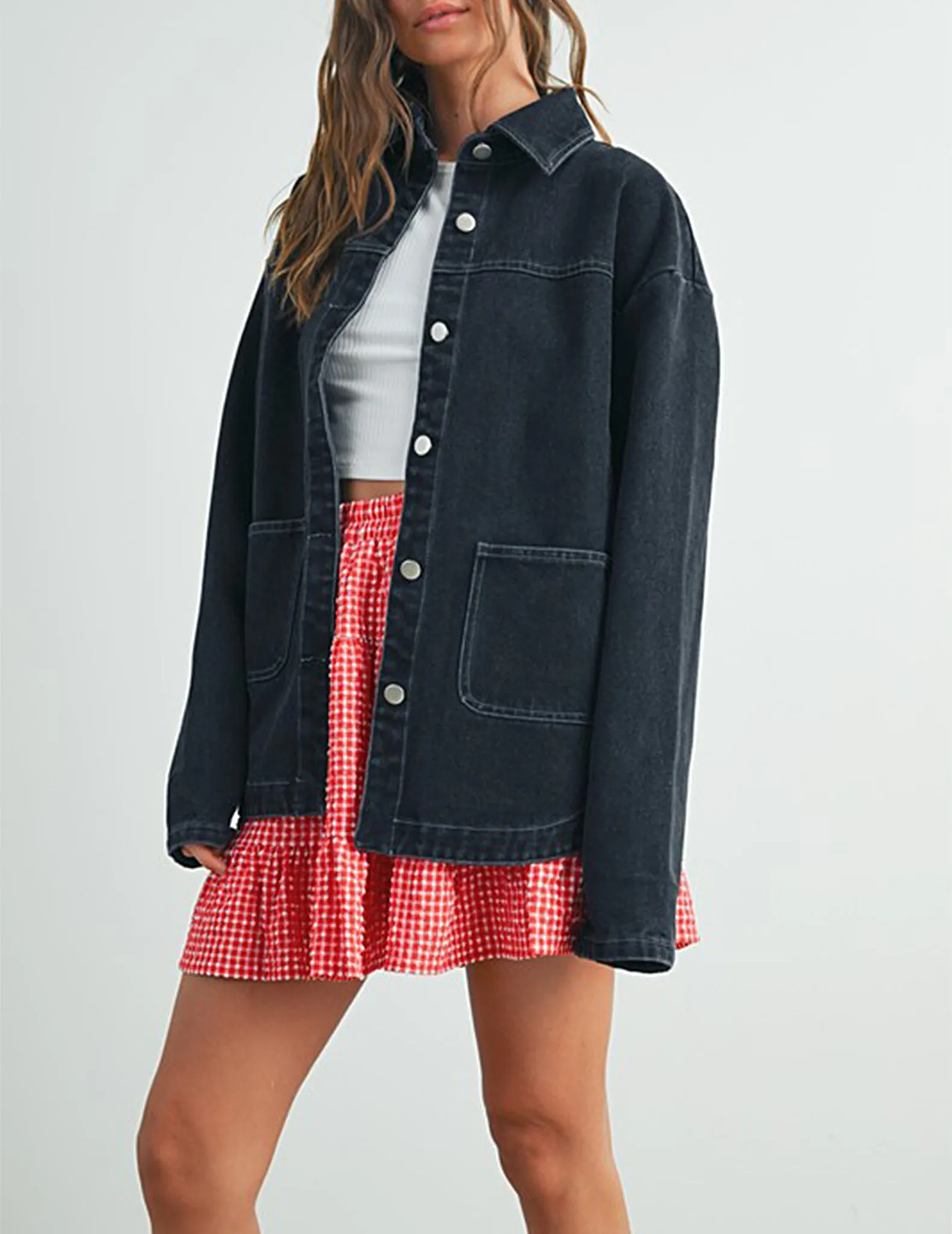 Bernadette Black Denim Chore Coat