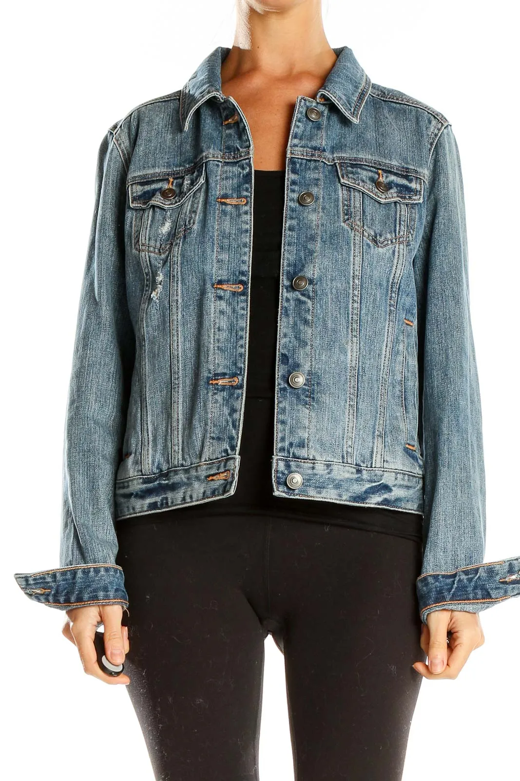 Blue Distressed Denim Jacket