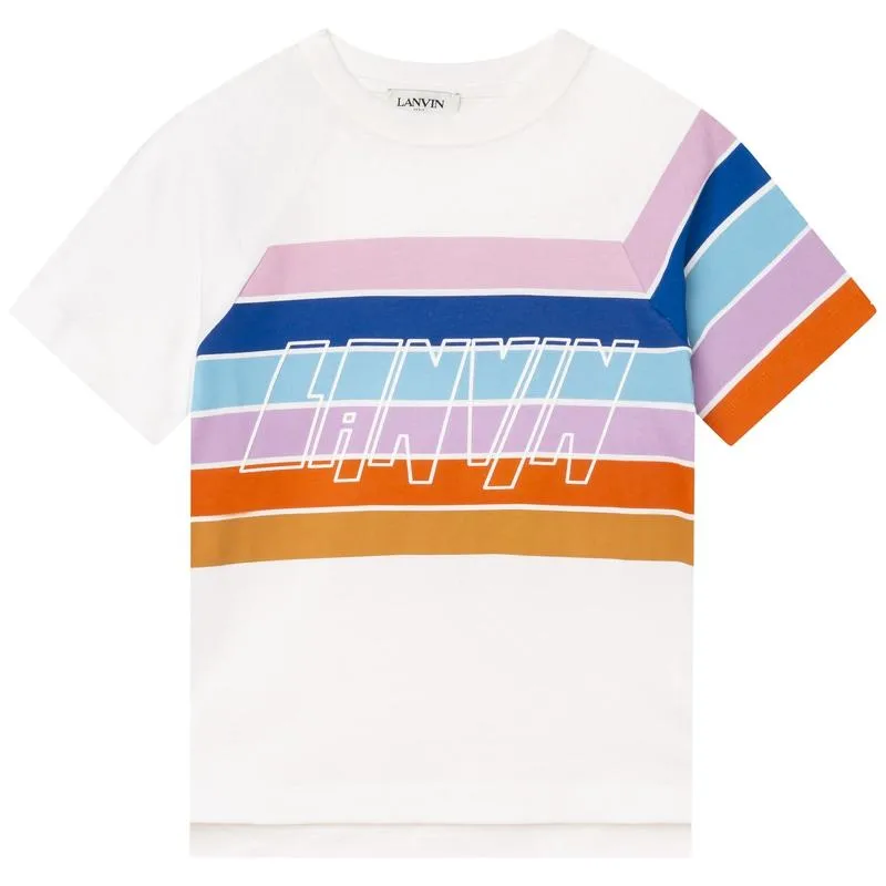 Boys White Striped T-Shirt