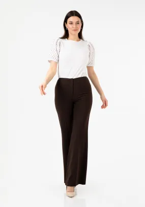 Brown Bootcut Pants - High Waisted Flare Trousers - G-Line