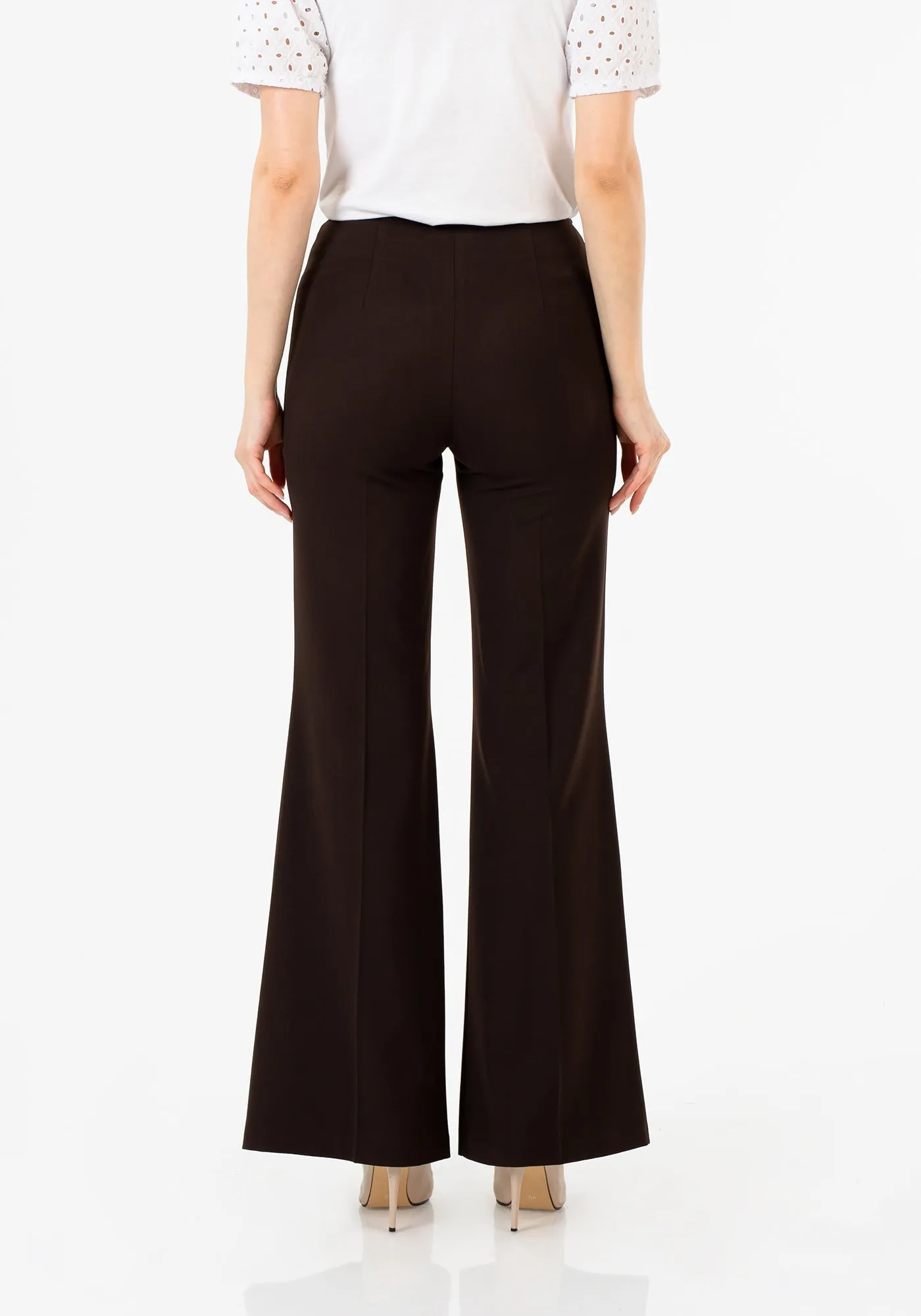 Brown Bootcut Pants - High Waisted Flare Trousers - G-Line