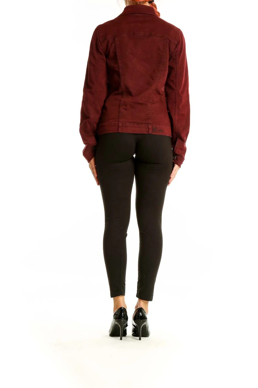 Burgundy Classic Denim Jacket