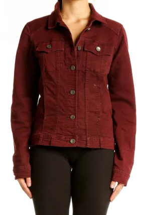 Burgundy Classic Denim Jacket