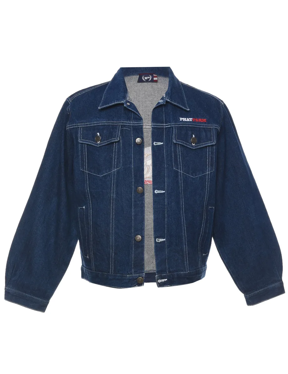 Button Front Indigo Denim Jacket - M