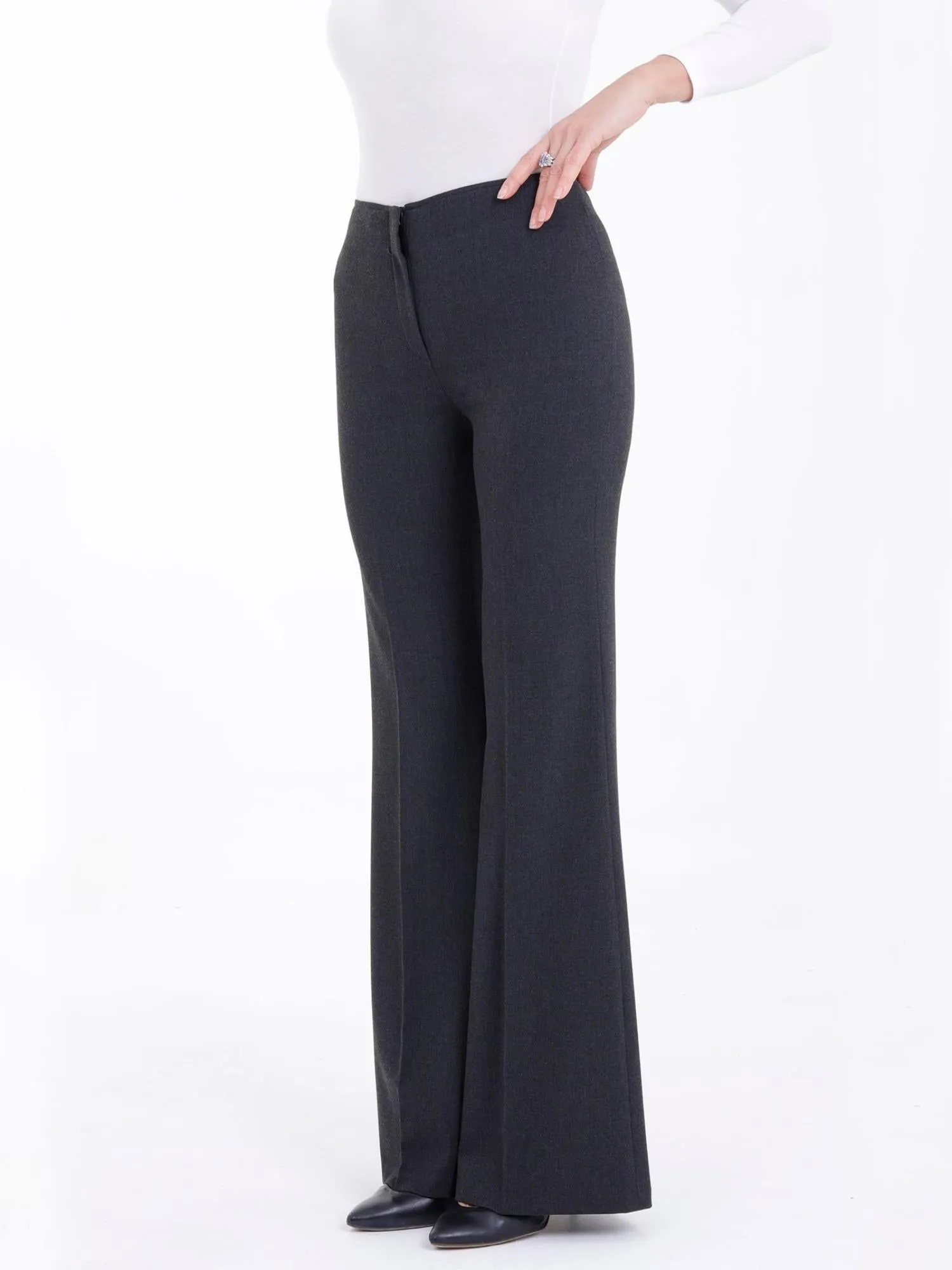 Charcoal Bootcut Pants - High Waisted Flare Trousers