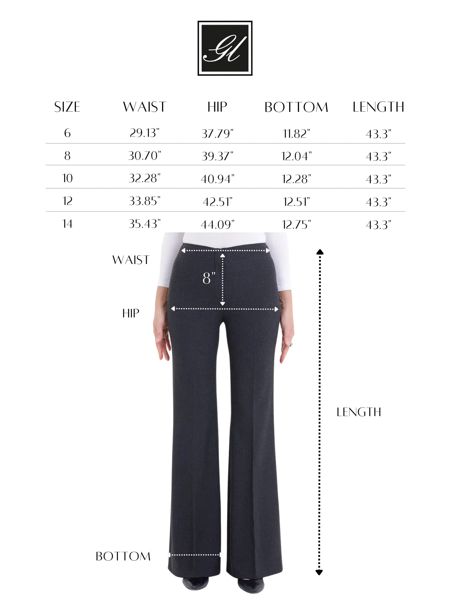 Charcoal Bootcut Pants - High Waisted Flare Trousers