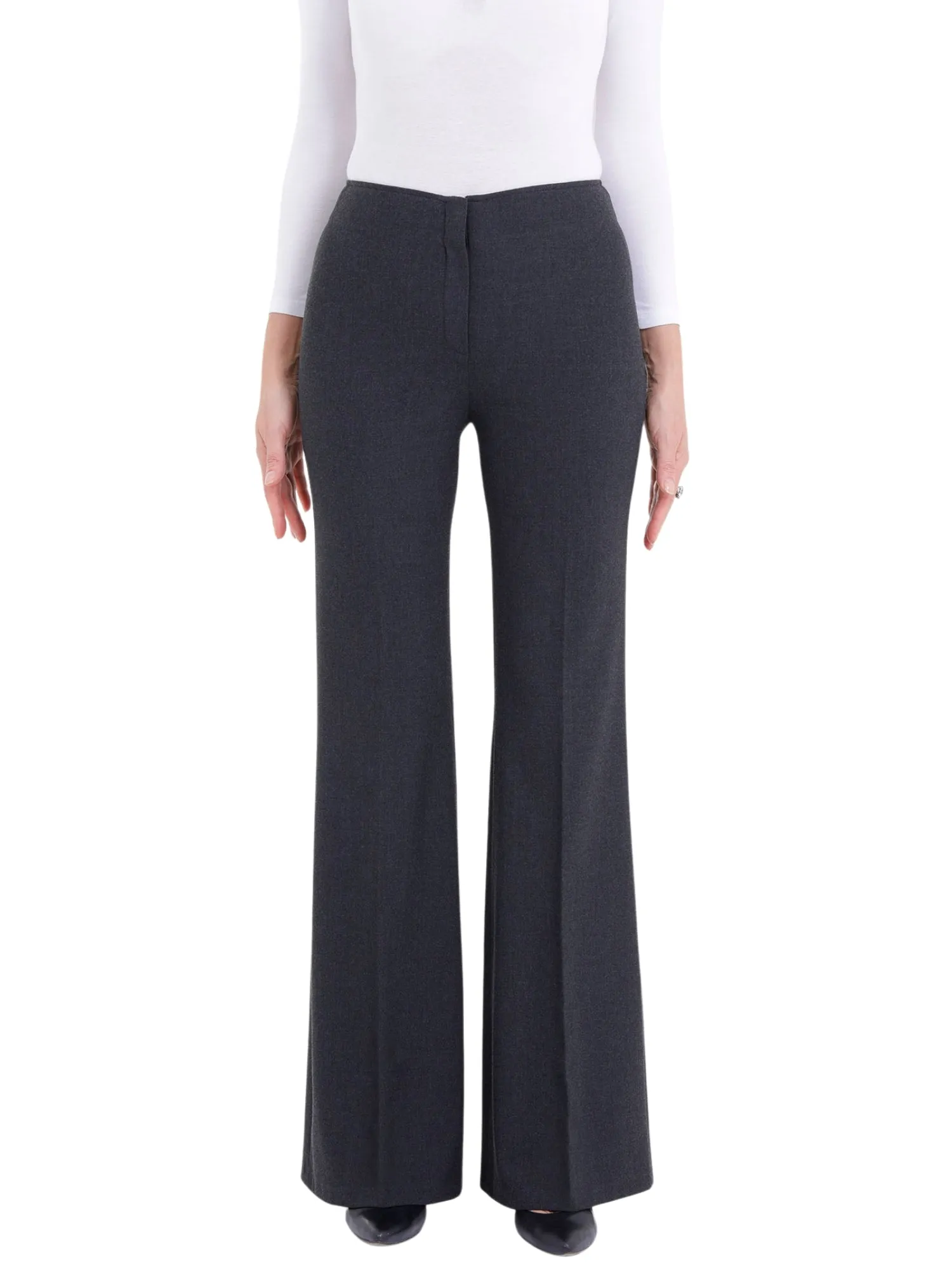 Charcoal Bootcut Pants - High Waisted Flare Trousers