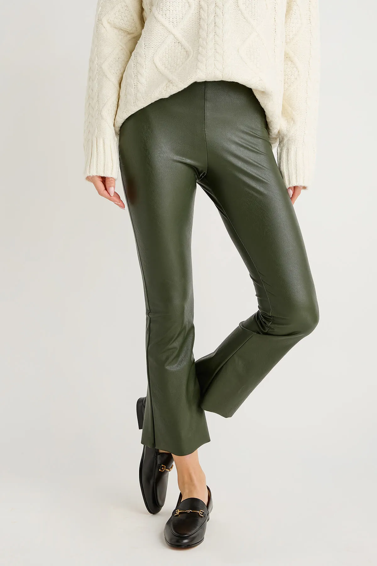 Commando Cropped Faux Leather Flare Leggings