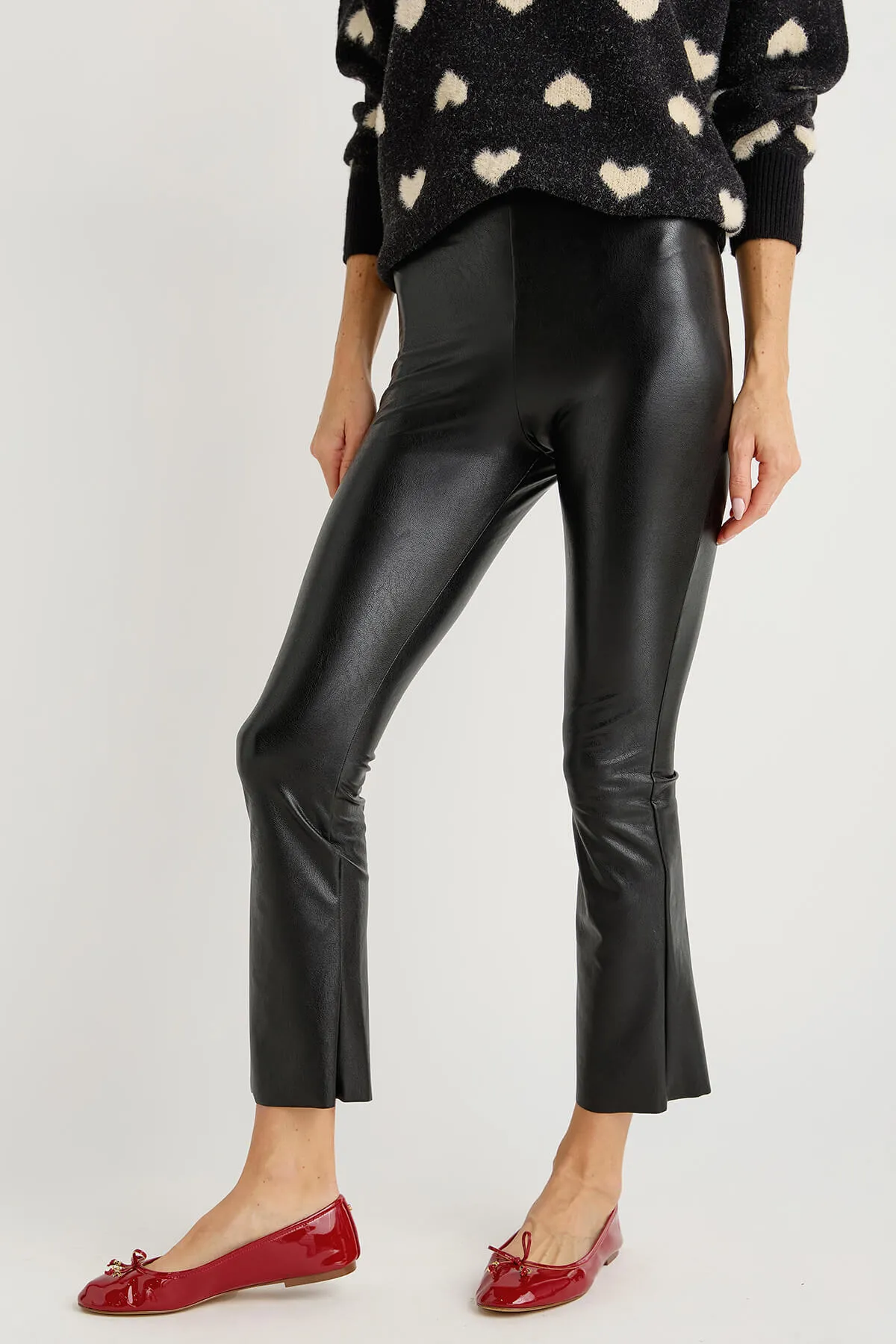 Commando Cropped Faux Leather Flare Leggings