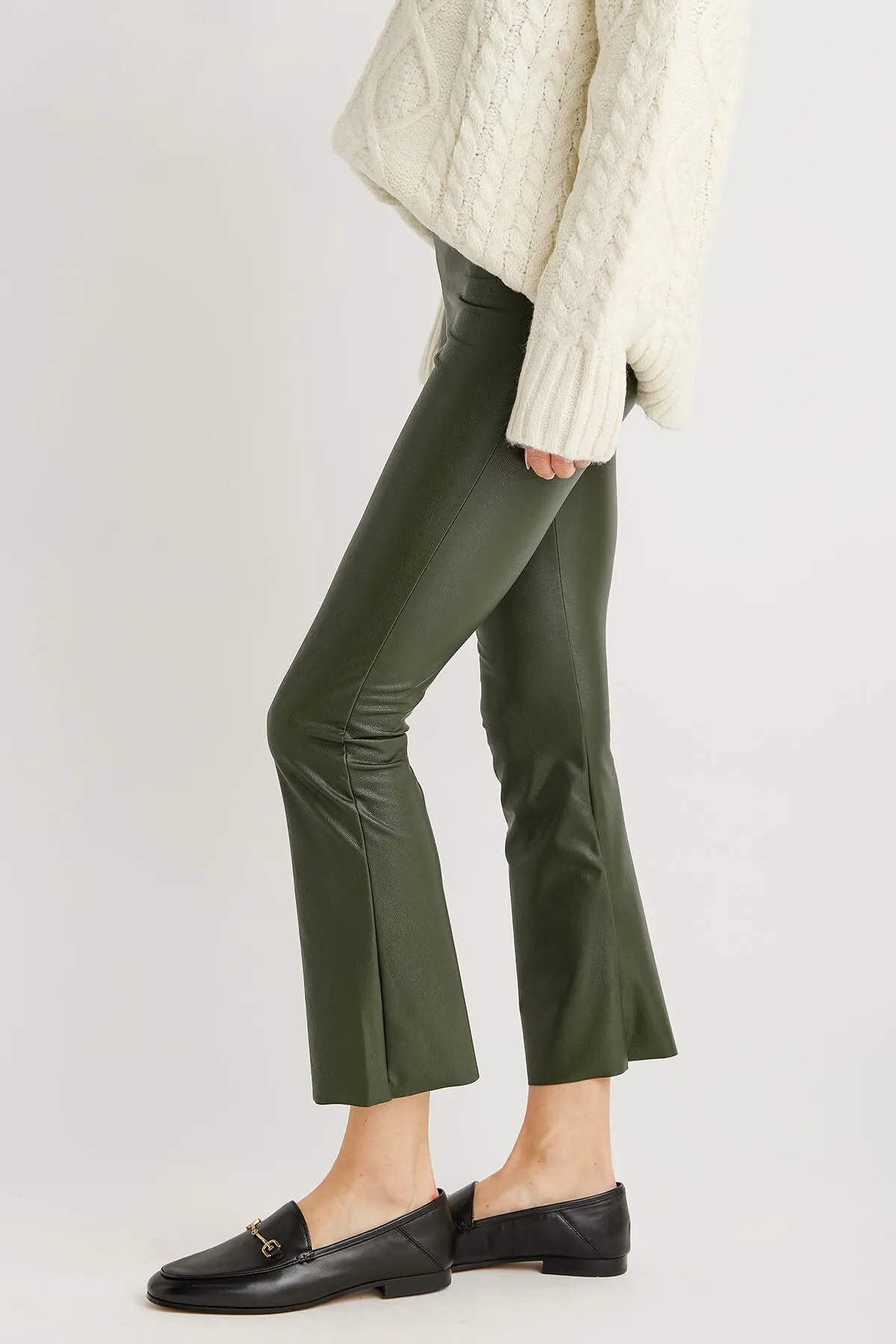 Commando Cropped Faux Leather Flare Leggings