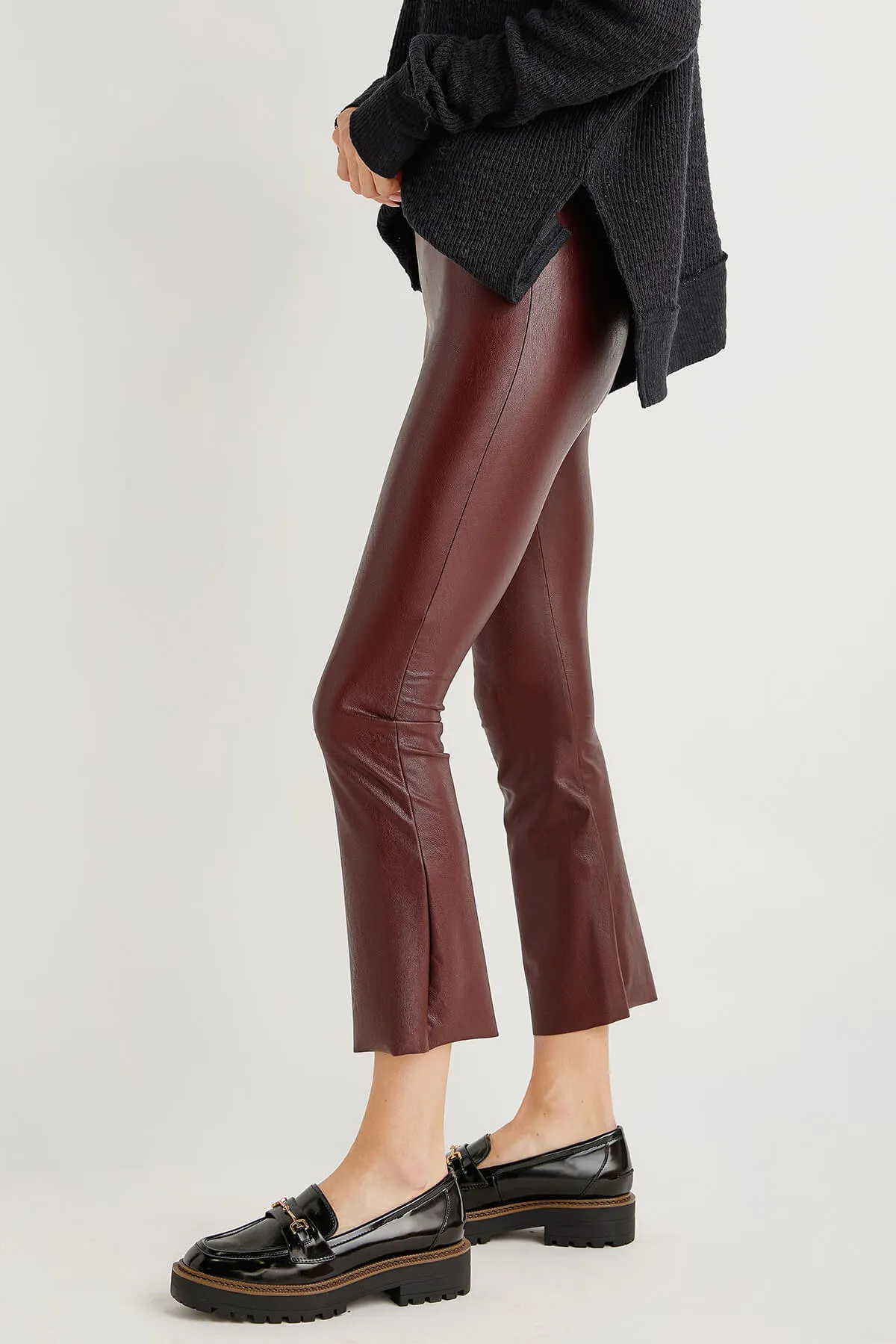 Commando Cropped Faux Leather Flare Leggings