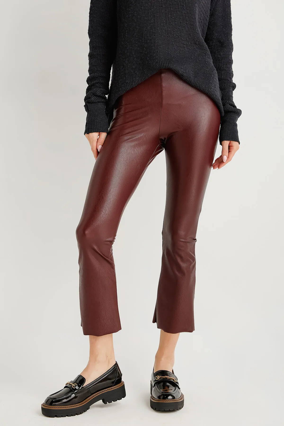 Commando Cropped Faux Leather Flare Leggings