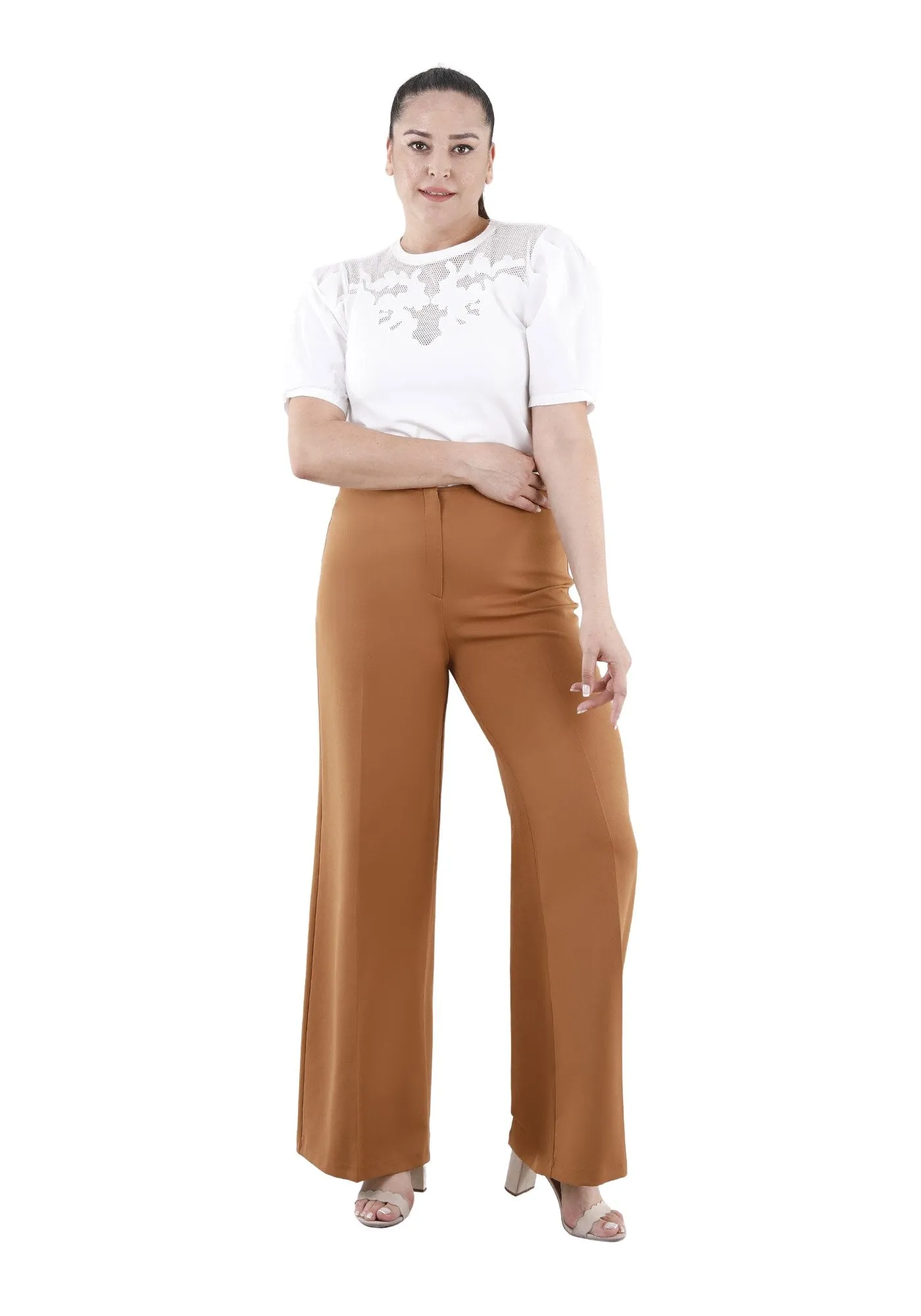 Copper Wide Leg Pants - Regular & Plus Size Flare Trousers