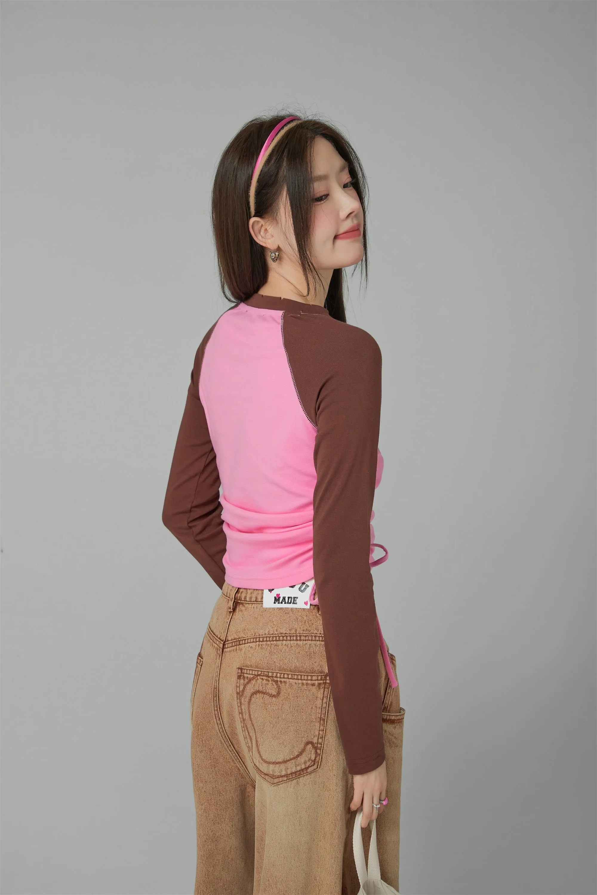 Dessert Colored Raglan String T-Shirt