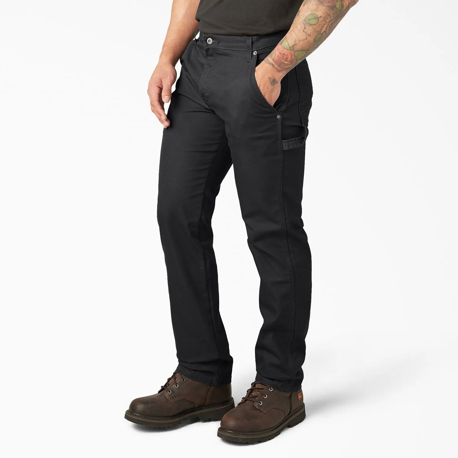 Dickies Men's FLEX Regular Fit Duck Carpenter Pant_Stonewashed Black