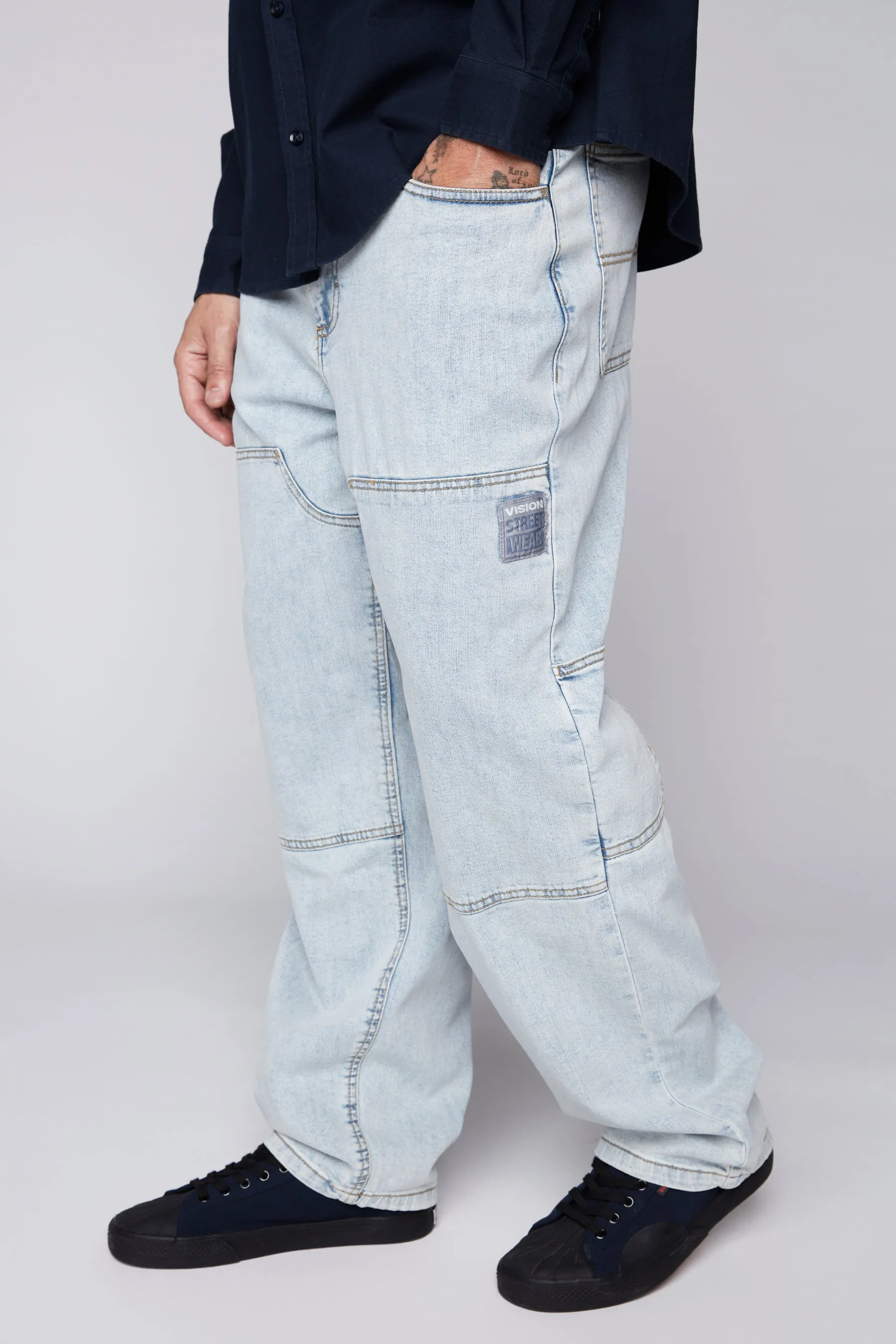 DORFMAN - Loose Fit Carpenter Pant - Light Blue Denim