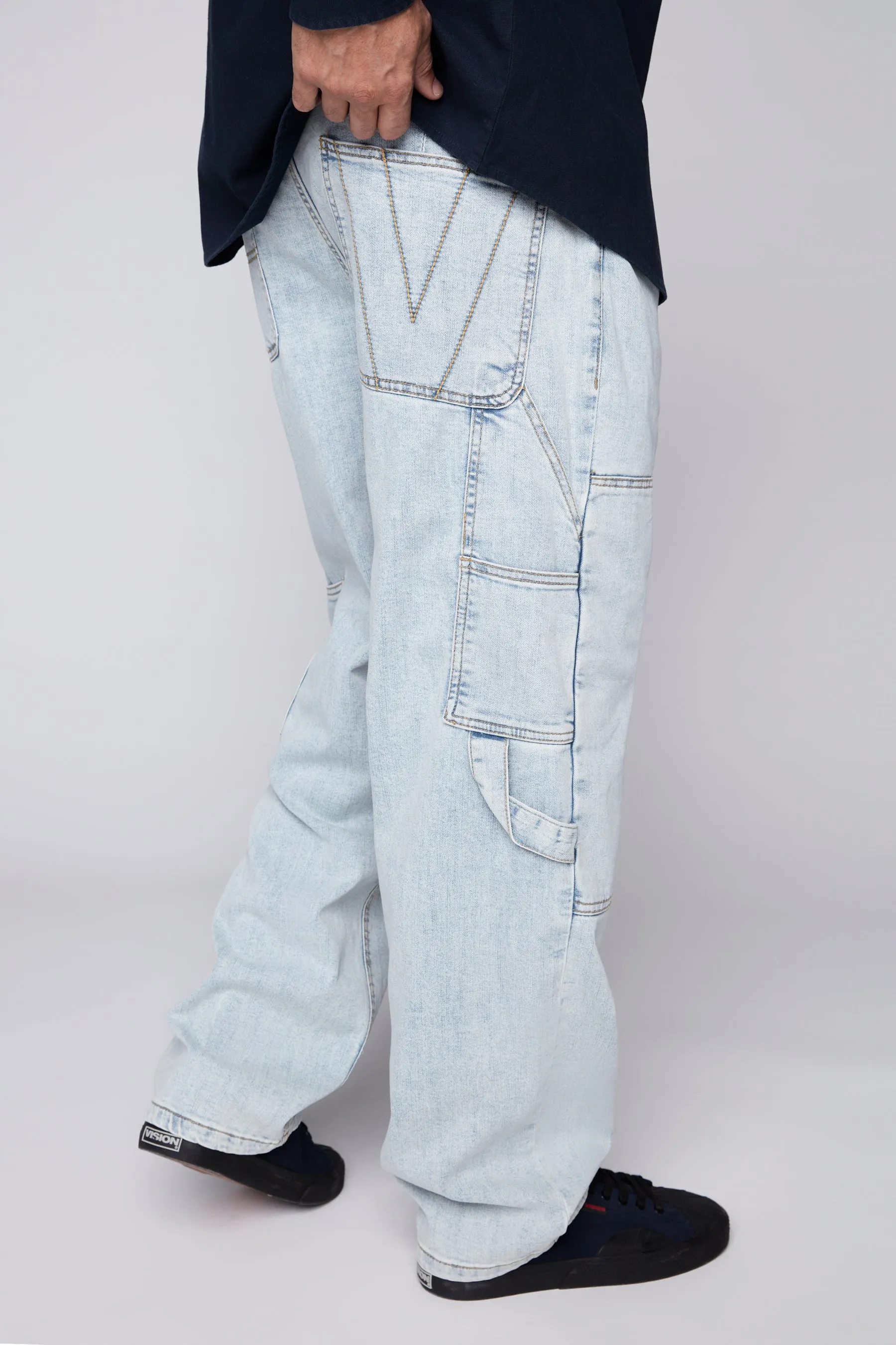 DORFMAN - Loose Fit Carpenter Pant - Light Blue Denim