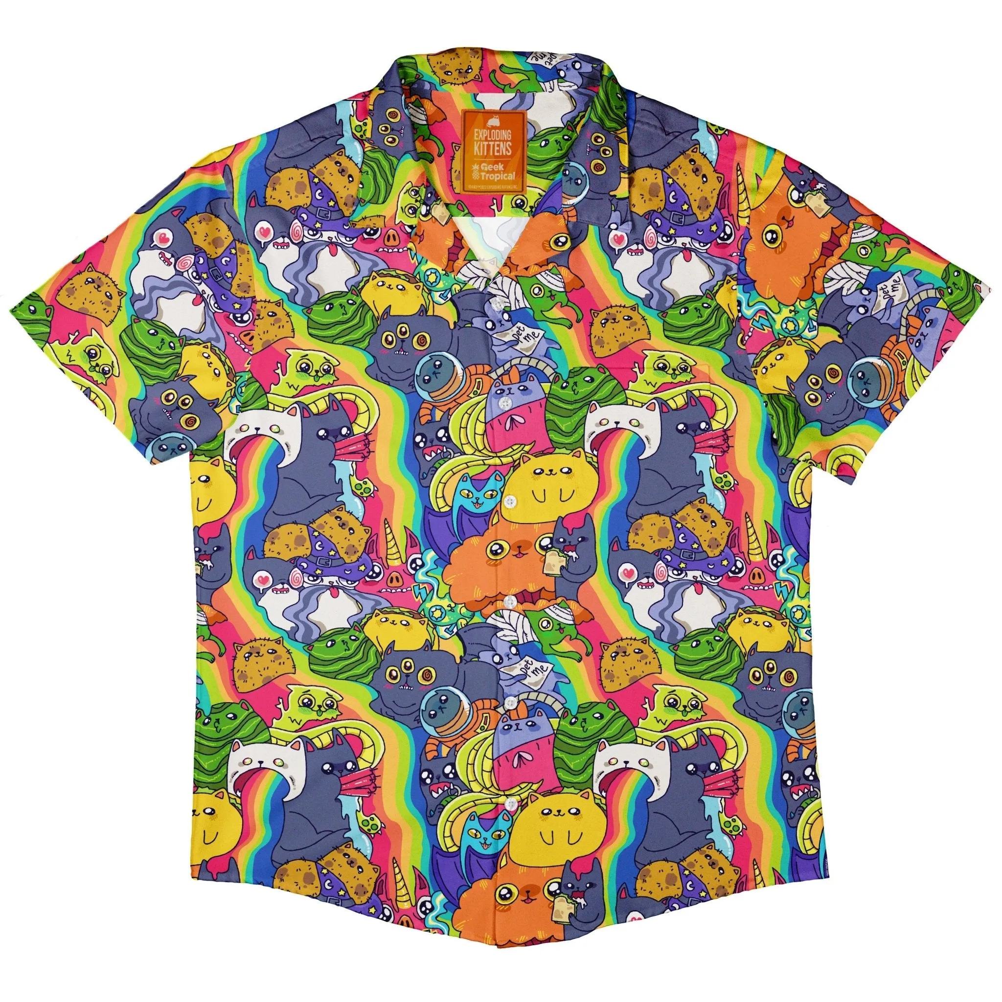 Exploding Kittens Rainbow Explosion Button Up Shirt