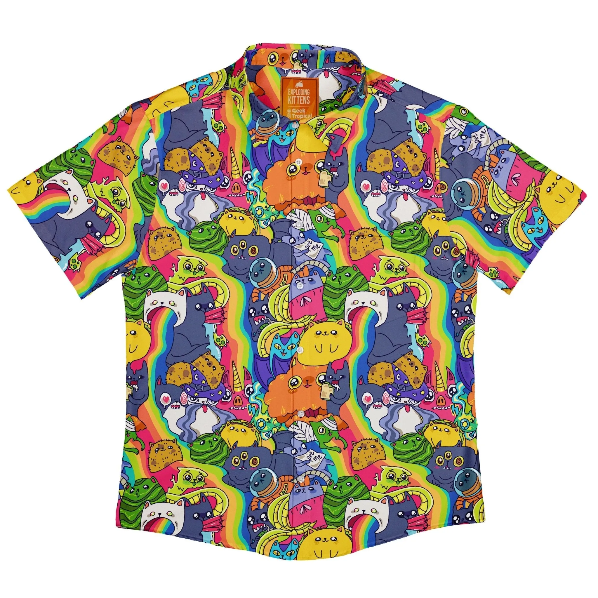 Exploding Kittens Rainbow Explosion Button Up Shirt