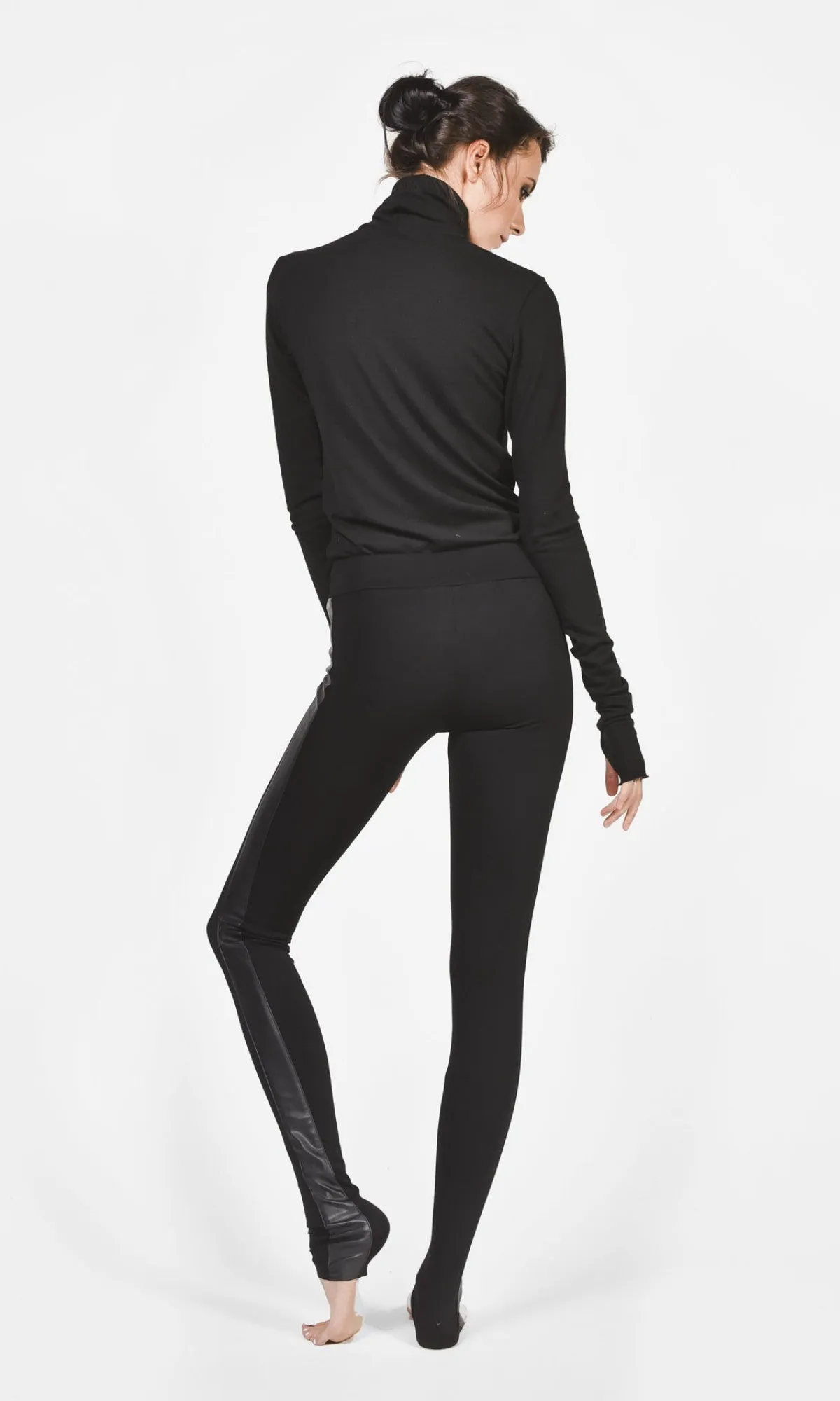 Extra Long Leggings with Vegan Leather Sides