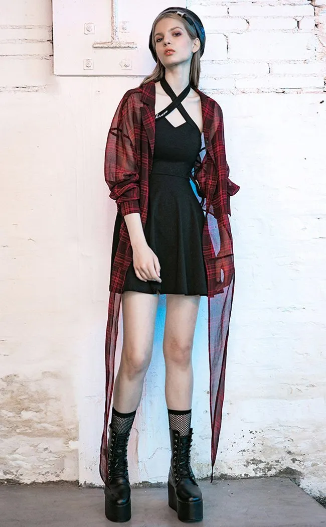 Fiendish Shadows Sheer Shirt | Red Plaid