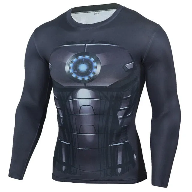 FITNESS MMA COMPRESSION SHIRT MEN ANIME BODYBUILDING LONG SLEEVE WORKOUT 3D T SHIRT TOPS TEES