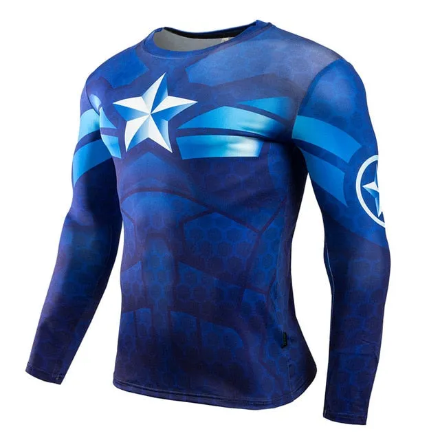 FITNESS MMA COMPRESSION SHIRT MEN ANIME BODYBUILDING LONG SLEEVE WORKOUT 3D T SHIRT TOPS TEES