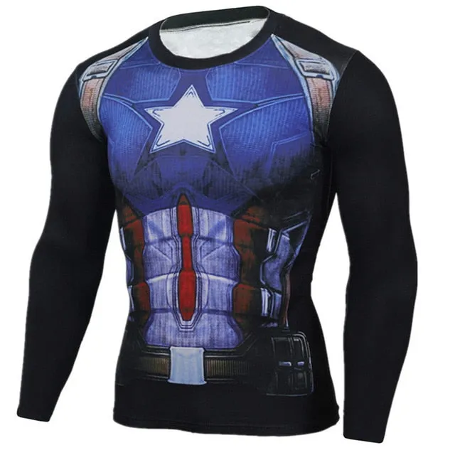 FITNESS MMA COMPRESSION SHIRT MEN ANIME BODYBUILDING LONG SLEEVE WORKOUT 3D T SHIRT TOPS TEES