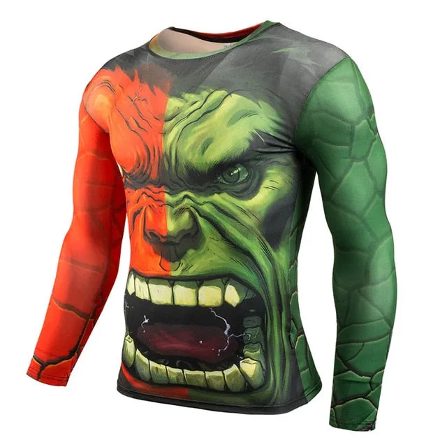 FITNESS MMA COMPRESSION SHIRT MEN ANIME BODYBUILDING LONG SLEEVE WORKOUT 3D T SHIRT TOPS TEES