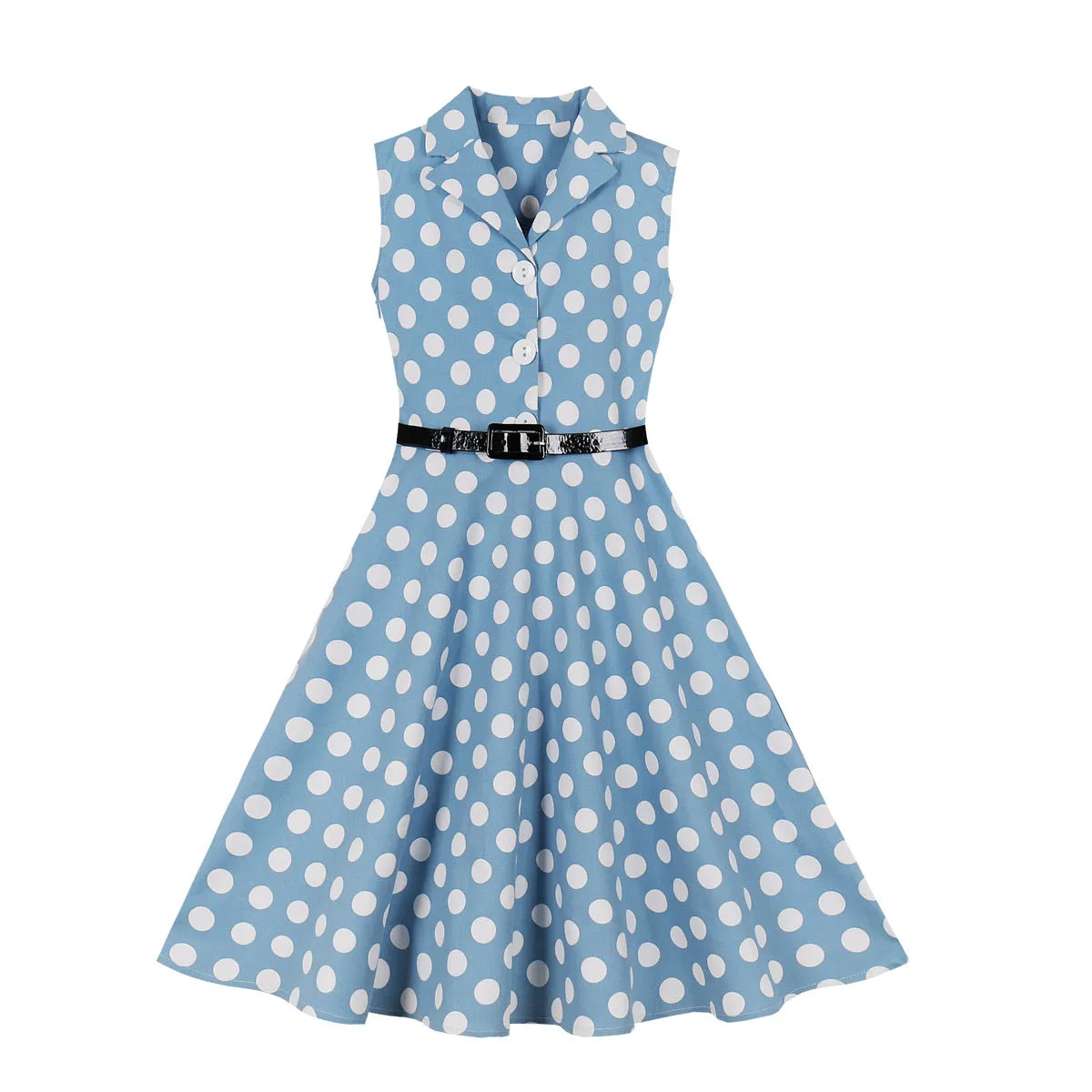 Girls 1950s Retro Rockabilly Vintage Swing Dress with Belt