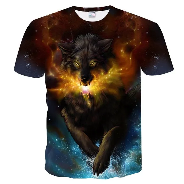 Harajuku Wolf 3D  T-shirt