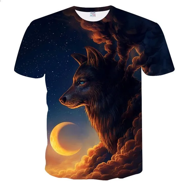 Harajuku Wolf 3D  T-shirt