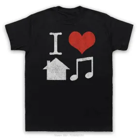 I Love House Music Slogan Retro Cool Clubbing Dj Mens Womens T-Shirt Fashion New Top Tees TShirt Harajuku